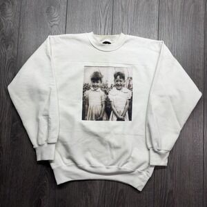 Vintage Portrait Photo White Graphic Sweatshirt Youth Large 14-16 USA Made